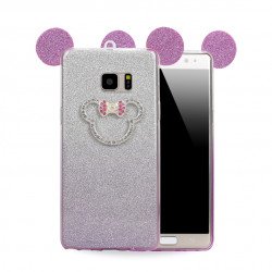 Galaxy Note FE / Note Fan Edition / Note 7 Minnie Diamond Glitter Bow Tie Case (Purple) 